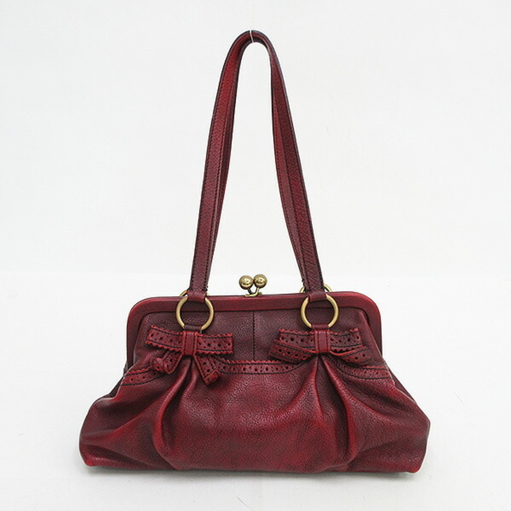 Miu Miu Handbag Ribbon Red Leather - Picture 2 of 8